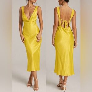ASOS DESIGN Tie Back Satin Midi Dress